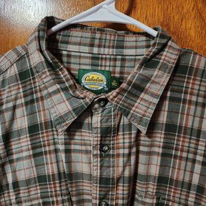 Men's XLT Cabela's Outdoor Gear Multicolor Plaid Long Sleeve Button Down Shirt